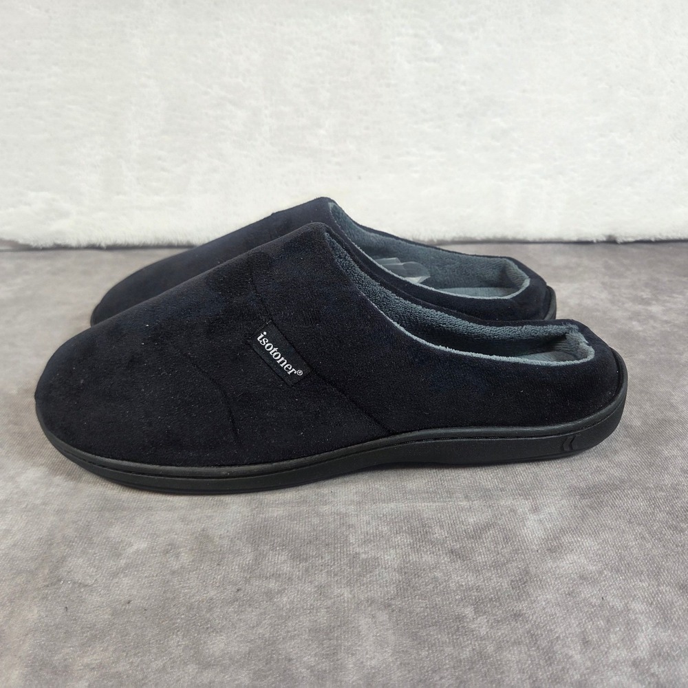 Isotoner Mens Microterry Clog Slippers Navy Blue Slip On House Shoes US 11-12